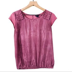 Banana Republic Dusty Rose Pleat Ruffle Silk Top